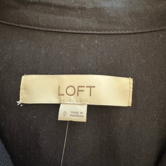 Ann Taylor LOFT Black Long Sleeve Button Down Tie Waist Shirt Dress 0 NWT - Picture 4 of 11